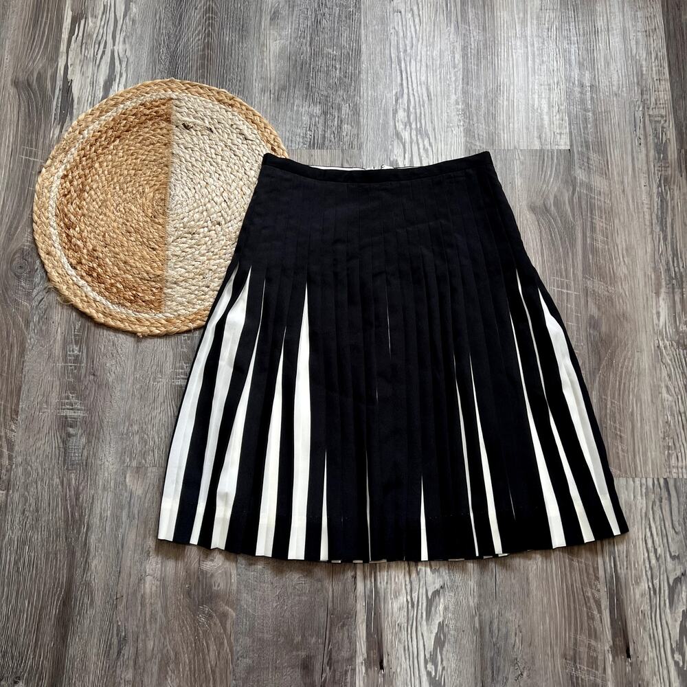 J. CREW Pleated Black & White Accordion Skirt
